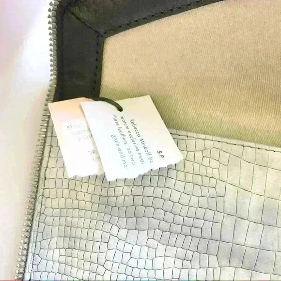 Rebecca Minkoff Leo Snakeskin Embossed Leather Clutch Light Periwinkle - Picture 8 of 10